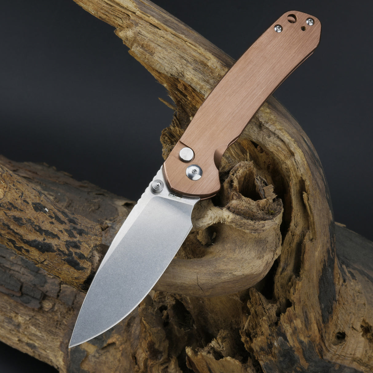 CJRB Pyrite J1925 AR-RPM9 Steel Blade Steel Handle Folding Knives Copper Color