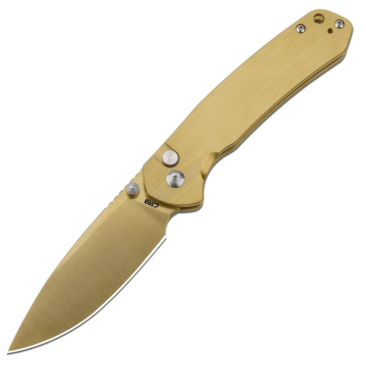 CJRB Pyrite J1925 AR-RPM9 Steel Blade Steel Handle Folding Knives Brass Color