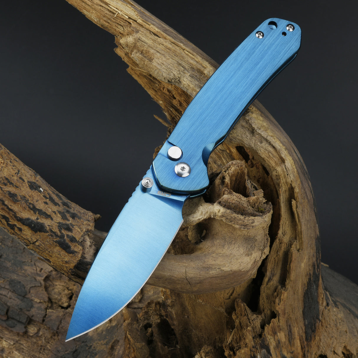 CJRB Pyrite J1925 AR-RPM9 Steel Blade Steel Handle Folding Knives Blue