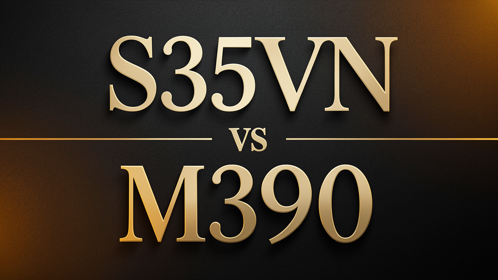 S35VN vs M390 — Premium editorial typographic magazine cover style comparison guide