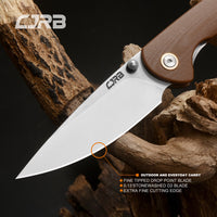 CJRB Feldspar J1912 AR-RPM9 Blade G10(contoured & CNC pattern texture) Handle Folding Knives - Brown (J1912-BNC)