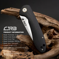 CJRB Feldspar J1912 AR-RPM9 Blade G10(contoured & CNC pattern texture) Handle Folding Knives - Black (J1912-BKC)