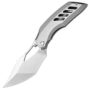 ArtisanCutlery Dark Wing Thumb Hole & Front Flipper Frame Lock EDC Knife Titanium Handle(3.63'' S35VN Stone Wash Blade ) 1887G-GY