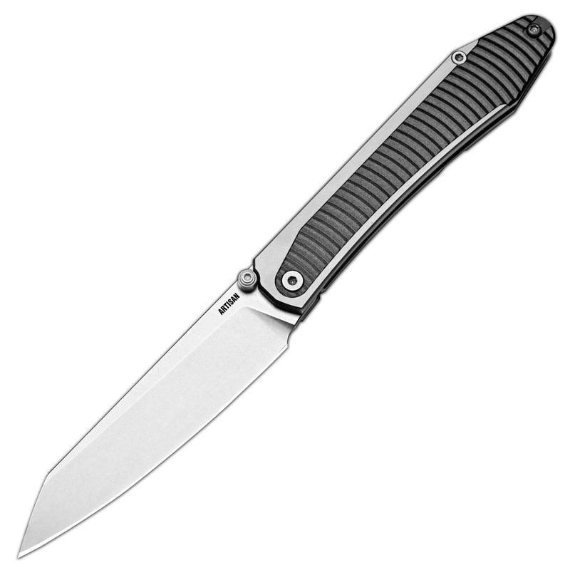 ArtisanCutlery Trust Thumb Stud & Frame Lock Knife Titanium and Aluminum Handle (3.758'' Stone Wash S35VN Blade) 1886G-GY