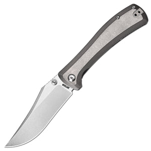 ArtisanCutlery Santee Thumb Stud & Frame Lock Folding Knife Titanium Handle (3.54'' CPM S35VN Steel Stone Wash Blade) 1888G-GY