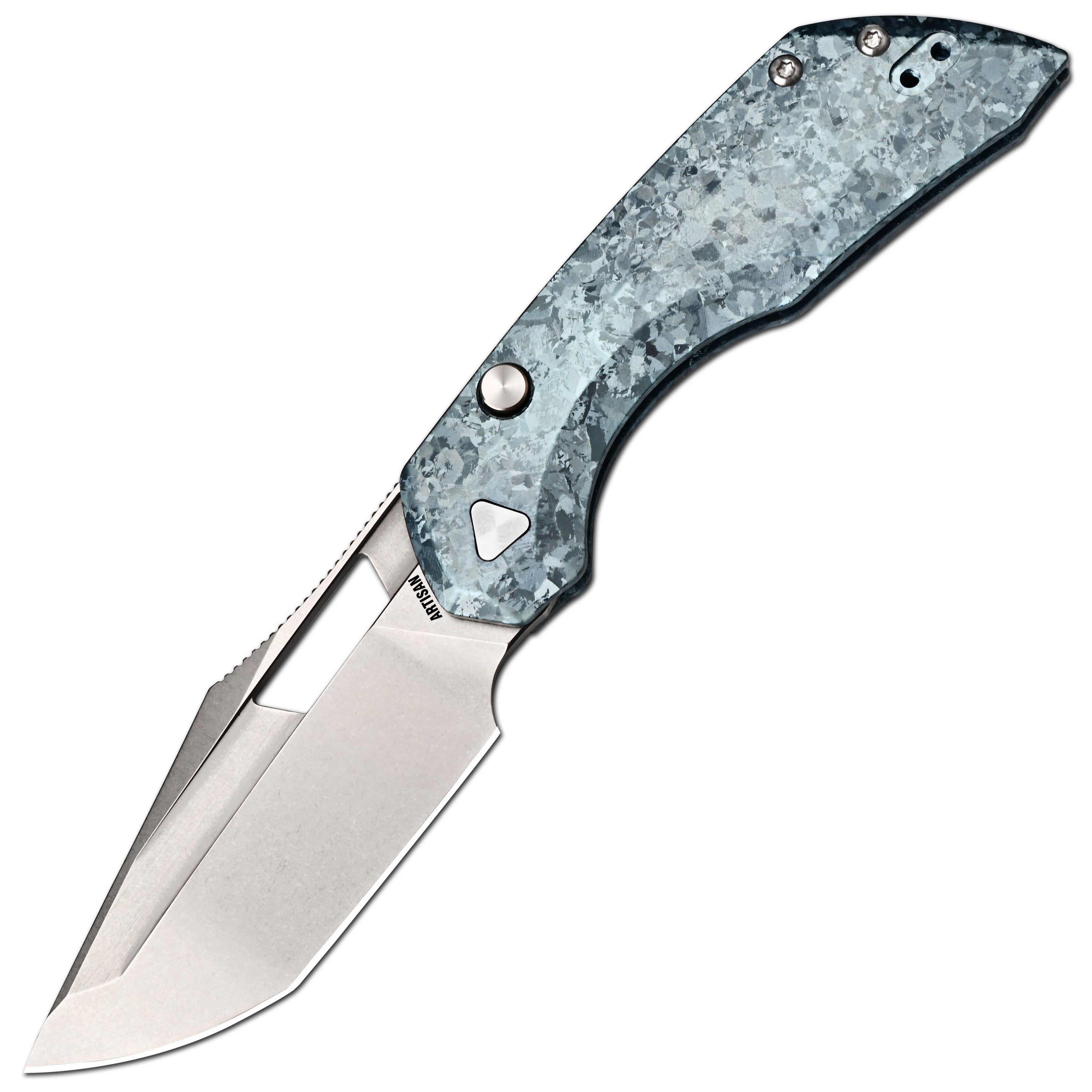 ArtisanCutlery Mousebird Thumb Hole Top Liner lock Lock EDC Knife Crystal Titanium Handle Crystal Titanium Clip(3'' S35VN Stone Wash Blade ) 1889G-CBU