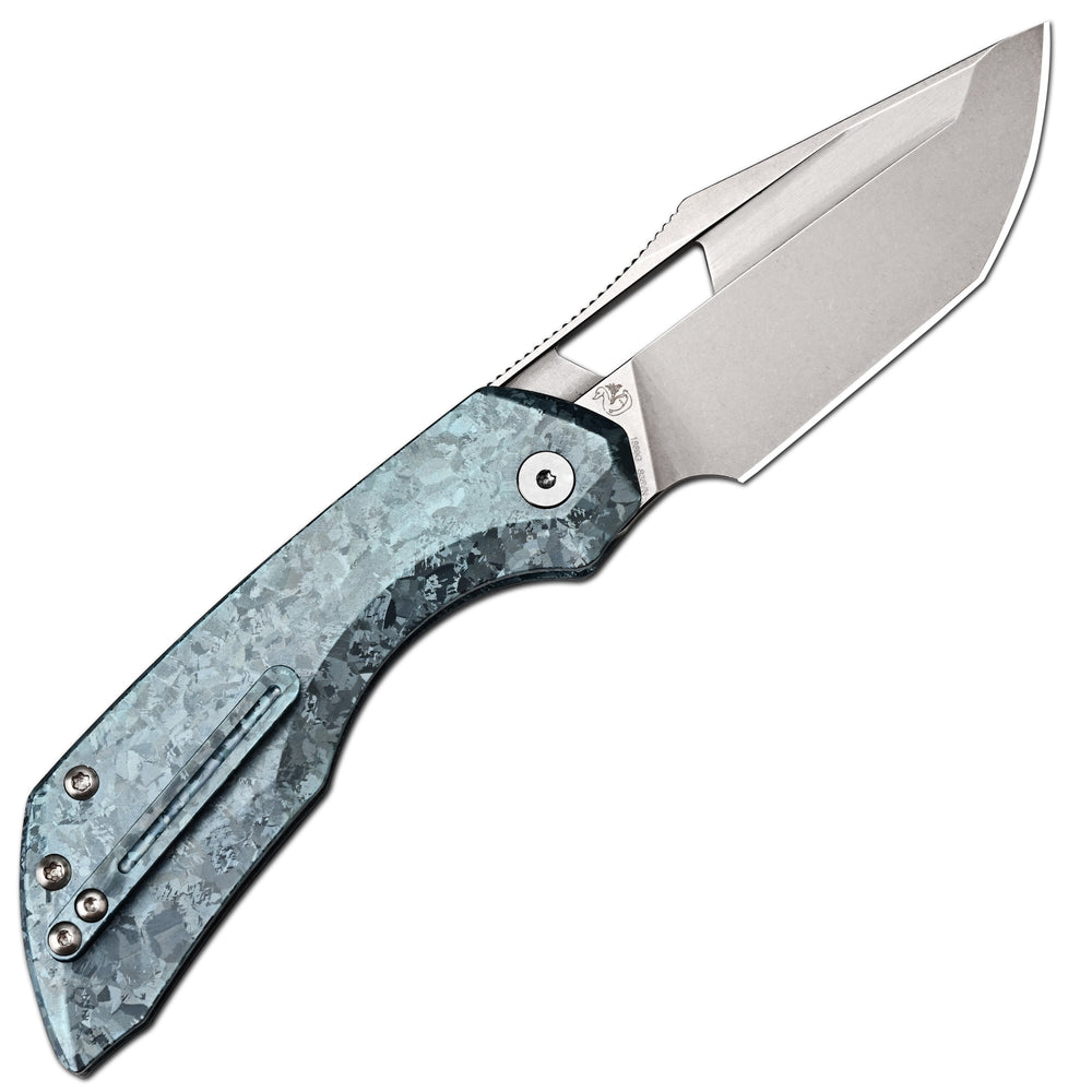 ArtisanCutlery Mousebird Thumb Hole Top Liner Lock EDC Knife Crystal Titanium Handle Crystal Titanium Clip(3'' S35VN Stone Wash Blade ) 1889G-CBU