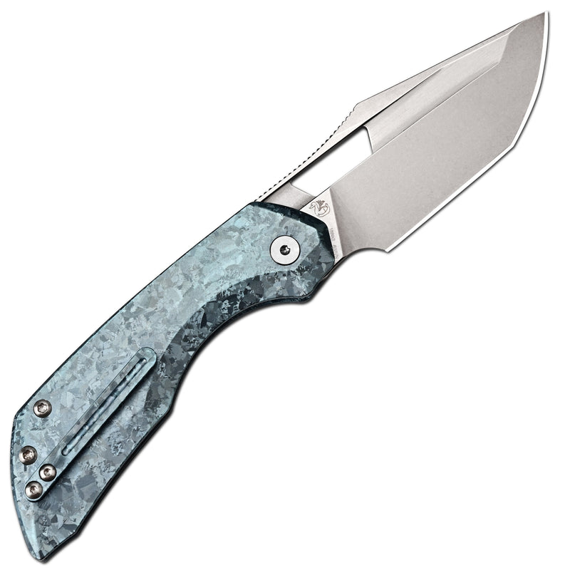 ArtisanCutlery Mousebird Thumb Hole Top Liner Lock EDC Knife Crystal Titanium Handle Crystal Titanium Clip(3'' S35VN Stone Wash Blade ) 1889G-CBU