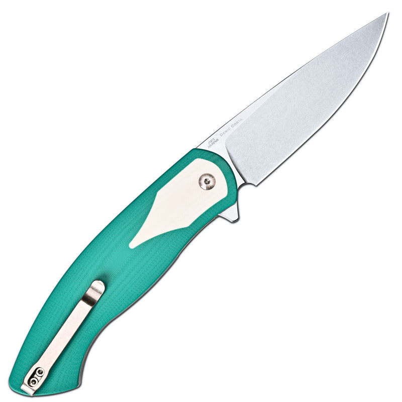 CJRB Rodayo Flipper & Liner Lock Folding Knife Green G10 Handle (3.78'' Stone Wash AR-RPM9 Steel Blade) J1972-GWH