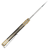 CJRB Bowie Pyrite J1942SJ AR-RPM9 Blade Brass and Wood Handle Folding Knife