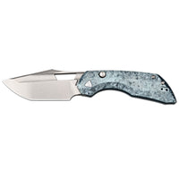 ArtisanCutlery Mousebird Thumb Hole Top Liner Lock EDC Knife Crystal Titanium Handle Crystal Titanium Clip(3'' S35VN Stone Wash Blade ) 1889G-CBU
