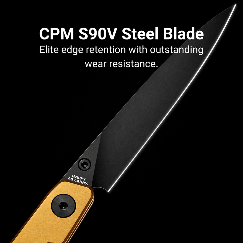CJRB Lanky Thumb Stud & Front Flipper Liner Lock EDC Knife Titanium Handle Steel Clip(3.58'' CPM S90V Black PVD Coating Blade) J1965G-GL