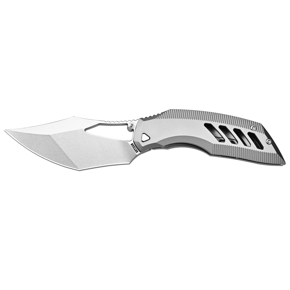 ArtisanCutlery Dark Wing Thumb Hole & Front Flipper Frame Lock EDC Knife Titanium Handle(3.63'' S35VN Stone Wash Blade ) 1887G-GY