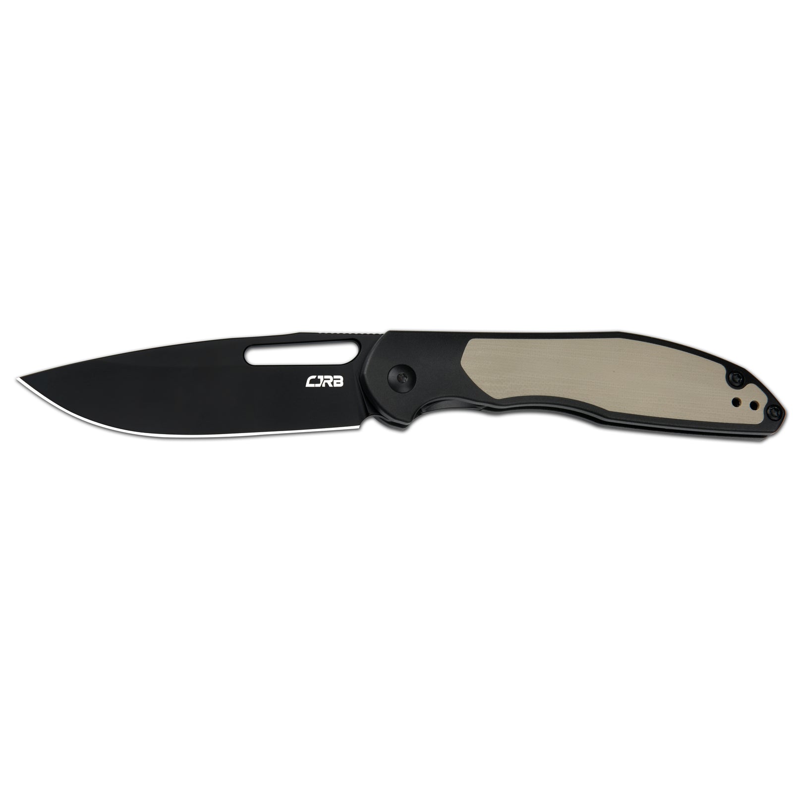 CJRB Droma Liner Lock Thumb Hole Knife Inlay Aluminum And G10 Inlay Handle (3.33'' Black PVD Coating AR-RPM9 Blade) J1963-BDK