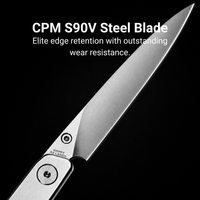 CJRB Lanky Thumb Stud & Front Flipper Liner Lock EDC Knife Steel Handle Steel Clip(3.58'' CPM S90V Stone Wash Blade) J1965G-ST