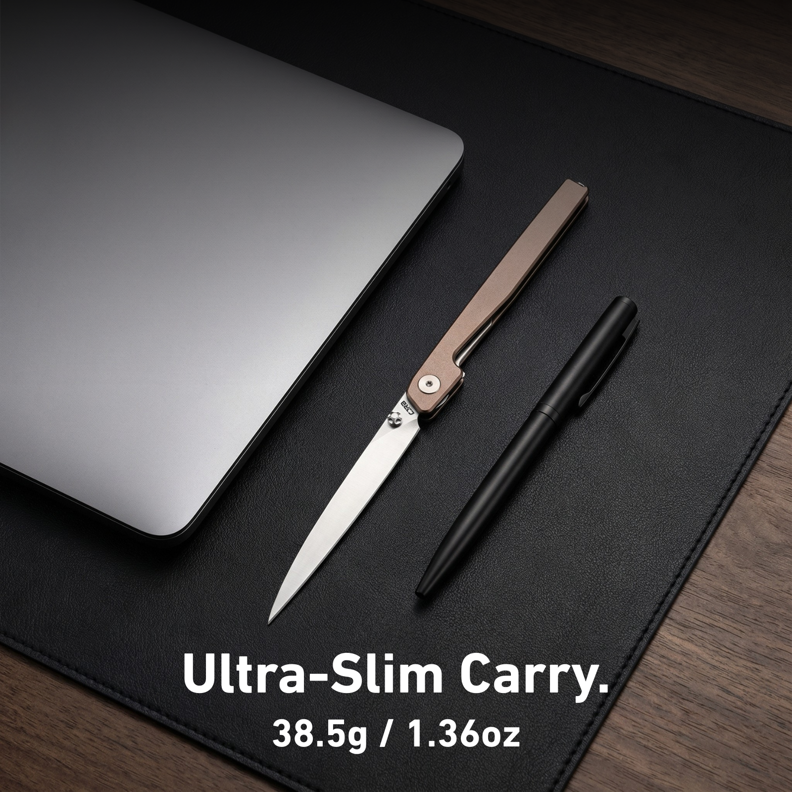 CJRB Lanky Liner Lock Front Flipper Knife Blue Champagne Handle (3.58'' Sand Polish AR-RPM9 Blade) J1965-CP