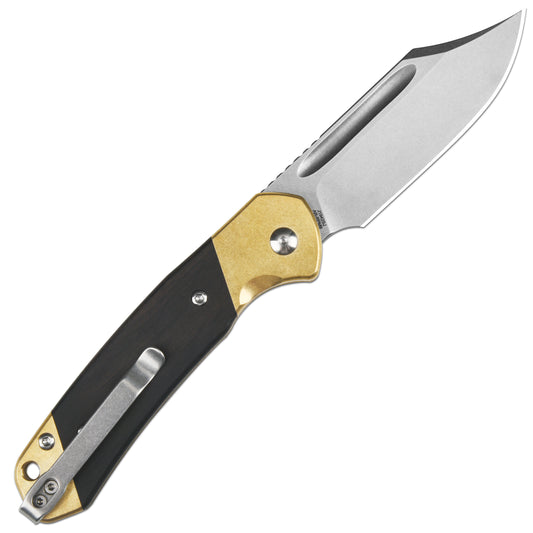 CJRB Bowie Pyrite J1942SJ AR-RPM9 Blade Brass and Wood Handle Folding Knife