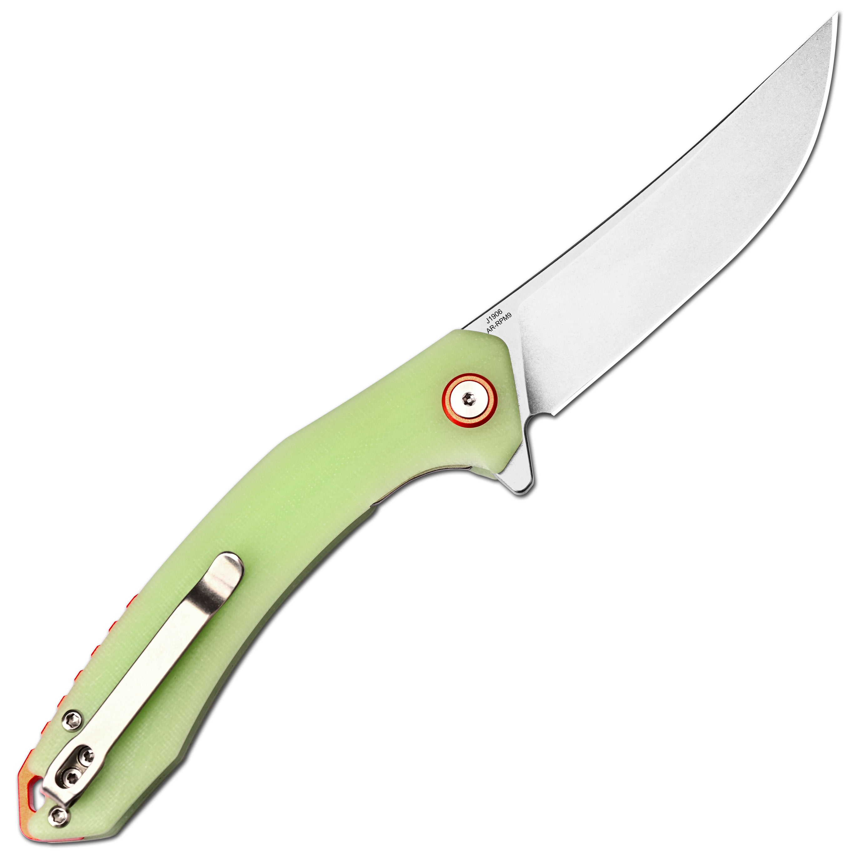 CJRB Gobi Flipper & Liner Lock G10(Glow In the Dark) Hand