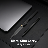 CJRB Lanky Liner Lock Front Flipper Knife Black Aluminum Handle (3.58'' Black PVD Coating AR-RPM9 Blade) J1965-BBK