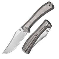ArtisanCutlery Santee Thumb Stud & Frame Lock Folding Knife Titanium Handle (3.54'' CPM S35VN Steel Stone Wash Blade) 1888G-GY