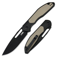 CJRB Droma Liner Lock Thumb Hole Knife Inlay Aluminum And G10 Inlay Handle (3.33'' Black PVD Coating AR-RPM9 Blade) J1963-BDK