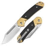 CJRB Bowie Pyrite J1942SJ AR-RPM9 Blade Brass and Wood Handle Folding Knife