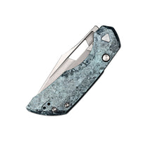 ArtisanCutlery Mousebird Thumb Hole Top Liner Lock EDC Knife Crystal Titanium Handle Crystal Titanium Clip(3'' S35VN Stone Wash Blade ) 1889G-CBU