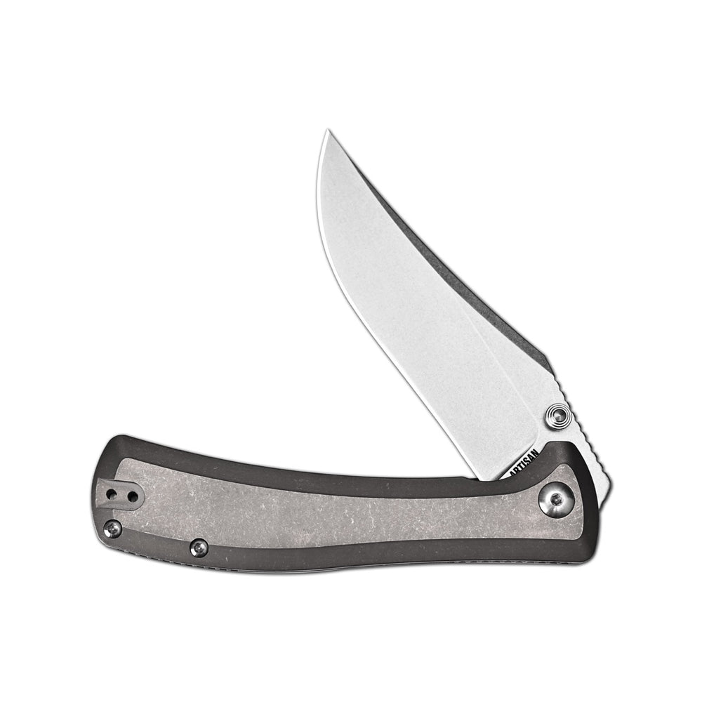 ArtisanCutlery Santee Thumb Stud & Frame Lock Folding Knife Titanium Handle (3.54'' CPM S35VN Steel Stone Wash Blade) 1888G-GY