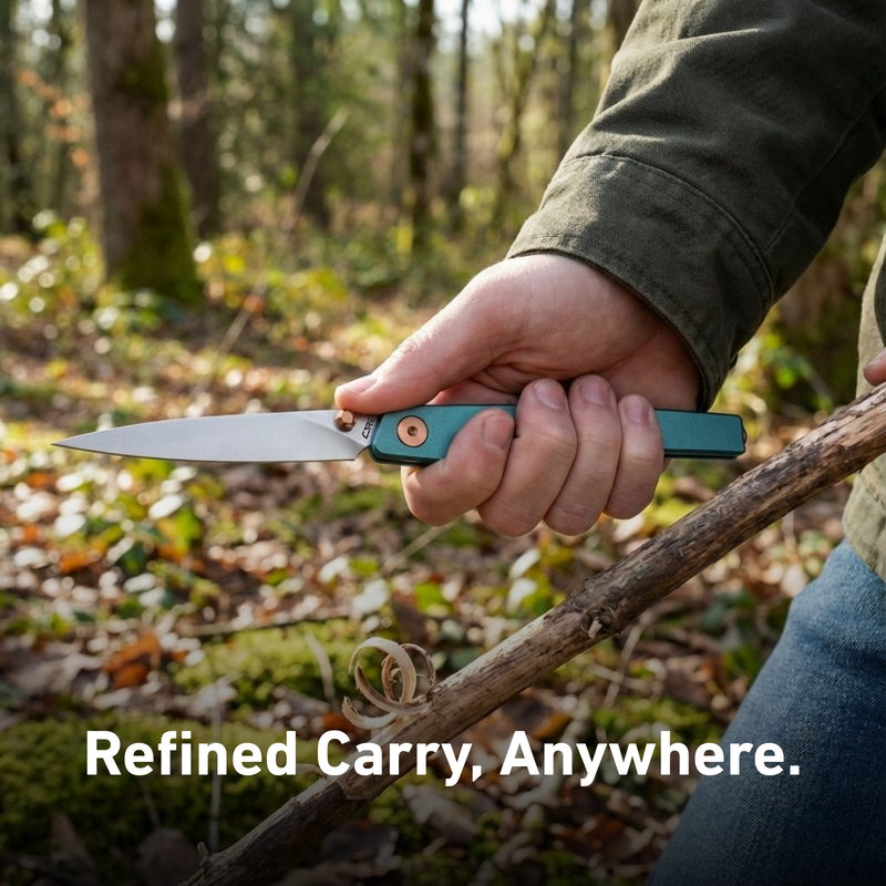 CJRB Lanky Liner Lock Front Flipper Knife Blue Aluminum Handle (3.58'' Sand Polish AR-RPM9 Blade) J1965-BU