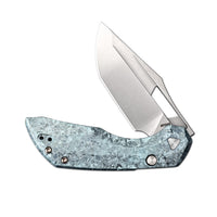 ArtisanCutlery Mousebird Thumb Hole Top Liner Lock EDC Knife Crystal Titanium Handle Crystal Titanium Clip(3'' S35VN Stone Wash Blade ) 1889G-CBU