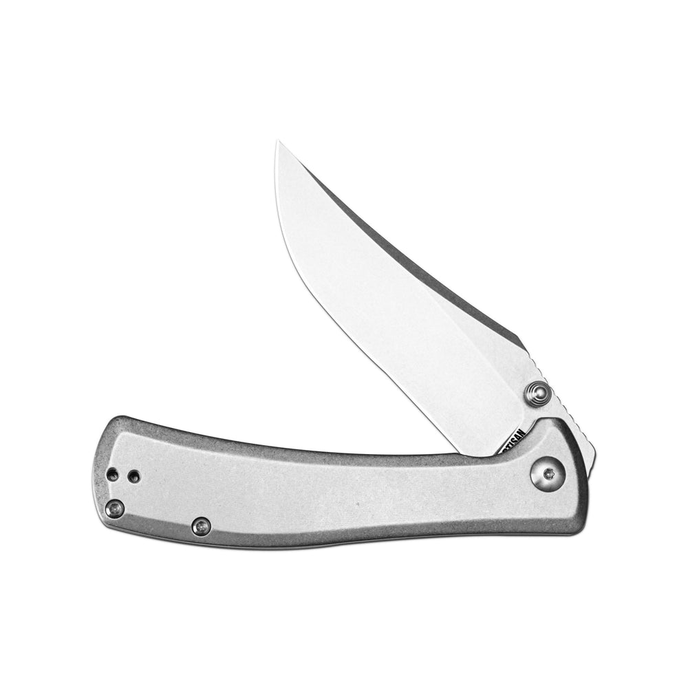 ArtisanCutlery Santee Thumb Stud & Frame Lock Folding Knife Steel Handle (3.54'' N690 Steel Stone Wash Blade) 1888P-ST