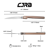 CJRB Lanky Liner Lock Front Flipper Knife Blue Champagne Handle (3.58'' Sand Polish AR-RPM9 Blade) J1965-CP