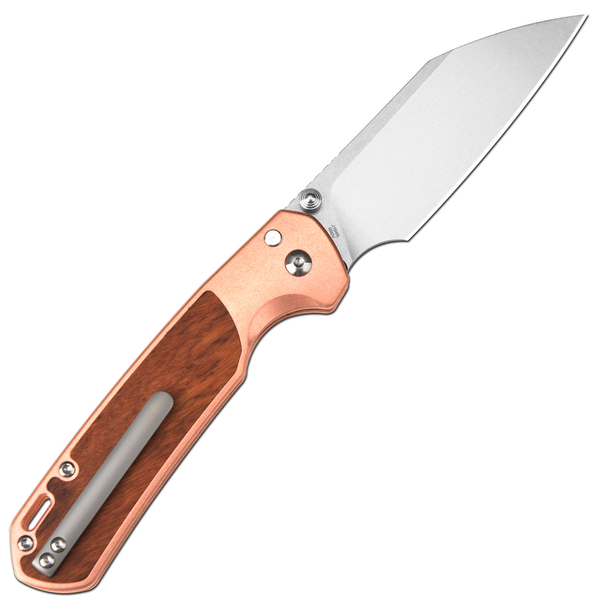 CJRB Large Pyrite-Light J1945L S90V Steel Copper & Rose Wood Handle Folding Knives