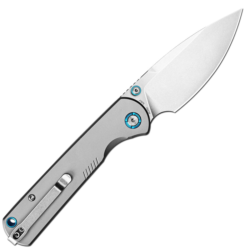 CJRB Latitude Thumb Stud & Top Liner Lock Folding Knife Titanium Handle (3.47'' Stone Wash 154CM Blade) J1975G-GY (Exclusive)