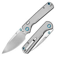 CJRB Latitude Thumb Stud & Top Liner Lock Folding Knife Titanium Handle (3.47'' Stone Wash 154CM Blade) J1975G-GY (Exclusive)