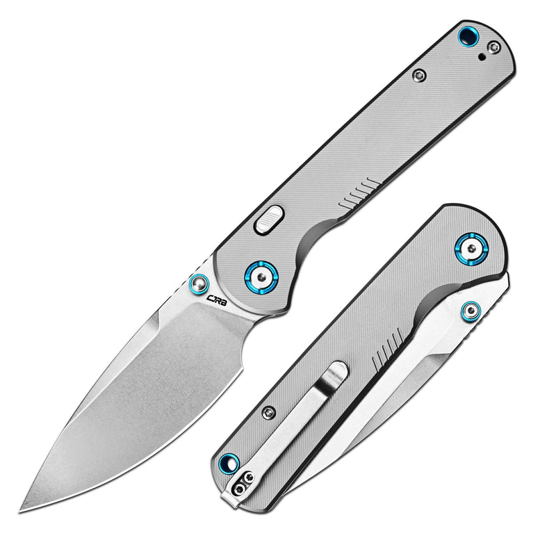 CJRB Latitude Thumb Stud & Top Liner Lock Folding Knife Titanium Handle (3.47'' Stone Wash 154CM Blade) J1975G-GY (Exclusive)