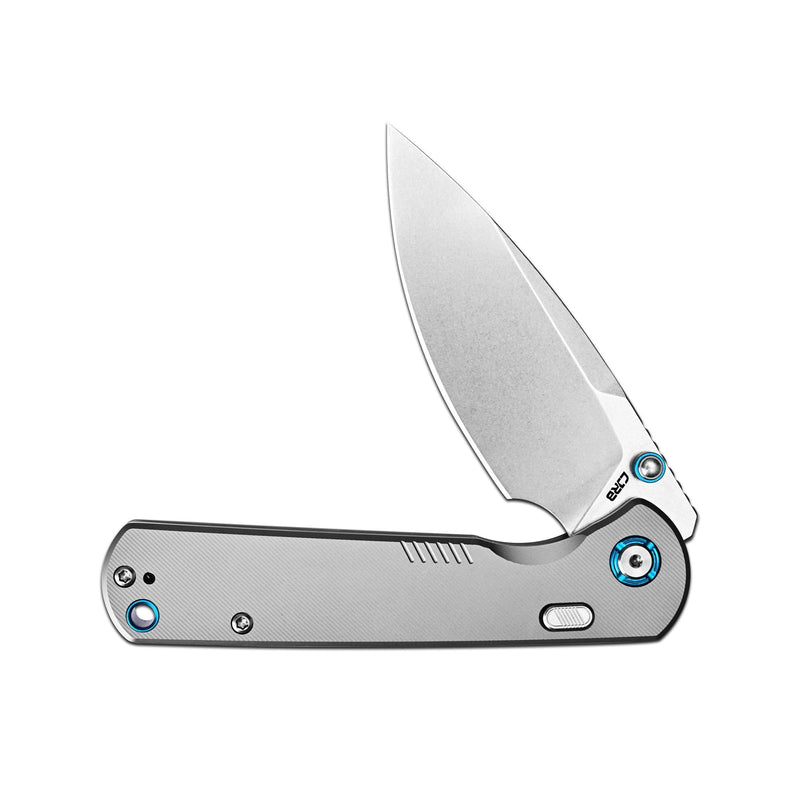 CJRB Latitude Thumb Stud & Top Liner Lock Folding Knife Titanium Handle (3.47'' Stone Wash 154CM Blade) J1975G-GY (Exclusive)