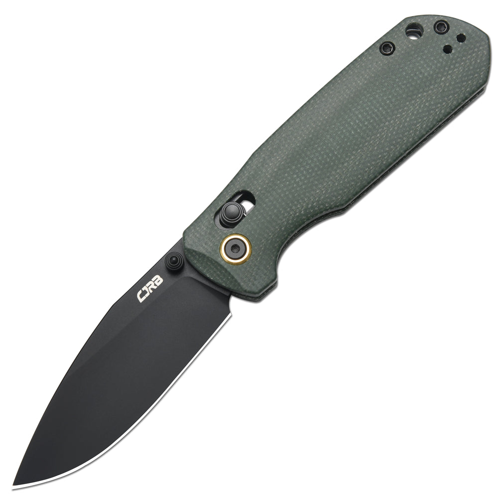 CJRB Maximal Crossbar Lock Knife Green Micarta Handle (2.95'' Black PVD AR-RPM9 Blade) J1954-BMGN