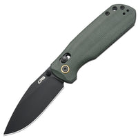 CJRB Maximal Crossbar Lock Knife Green Micarta Handle (2.95'' Black PVD AR-RPM9 Blade) J1954-BMGN