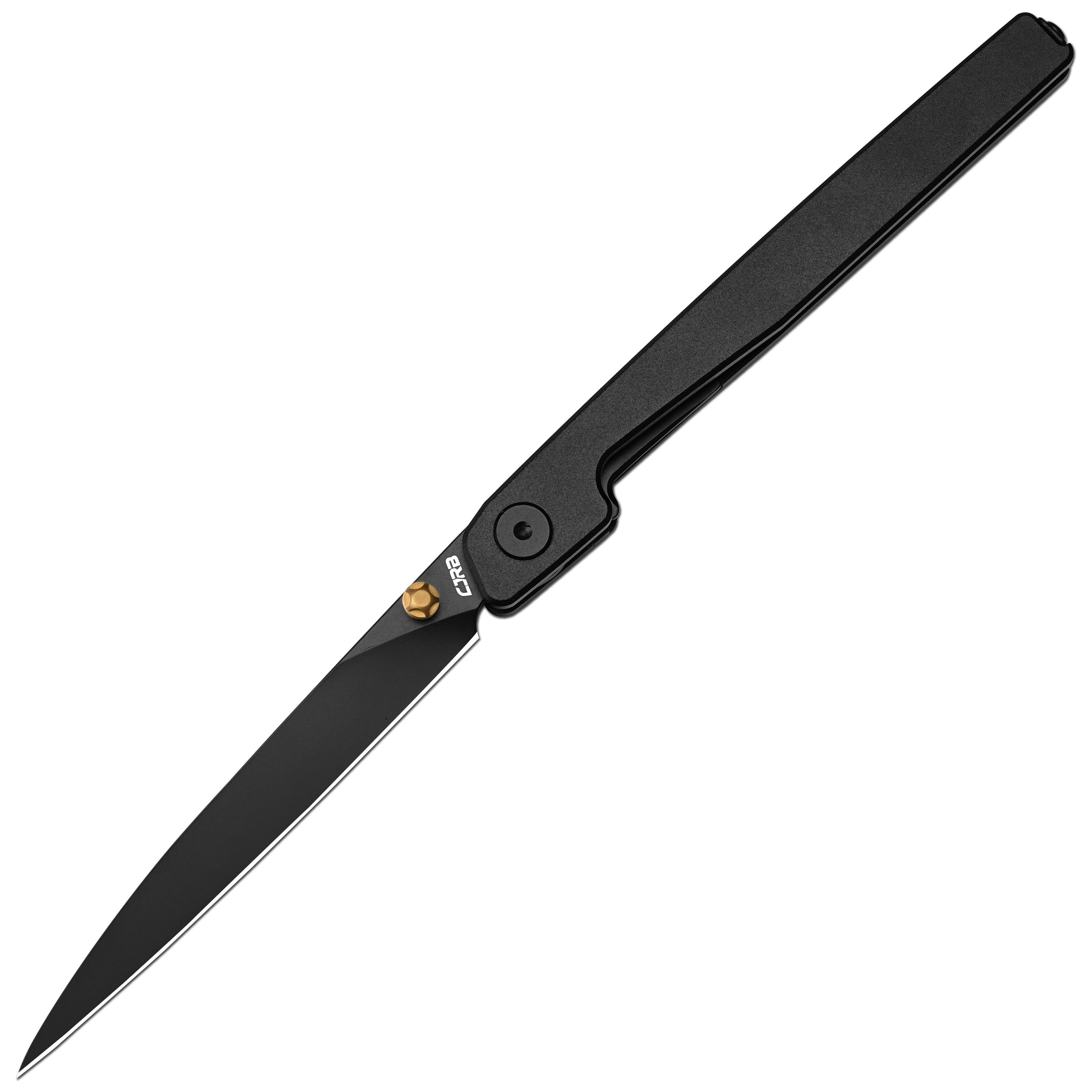 CJRB Lanky Liner Lock Front Flipper Knife Black Aluminum