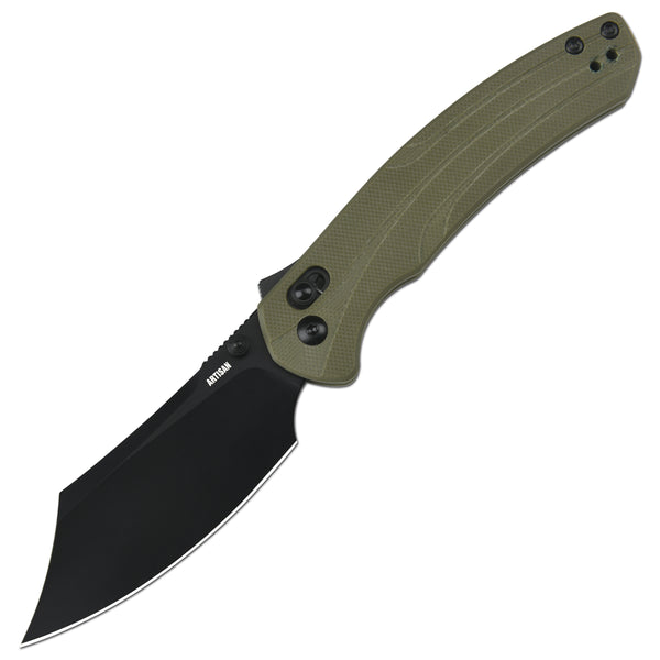 ArtisanCutlery Simoon Recoil Lock V2 Knife Green G10 Handle (3.47'' Black PVD Coating AR-RPM9 Blade) 1882P-BGN