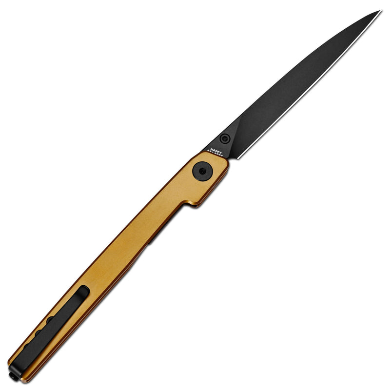CJRB Lanky Thumb Stud & Front Flipper Liner Lock EDC Knife Titanium Handle Steel Clip(3.58'' CPM S90V Black PVD Coating Blade) J1965G-GL