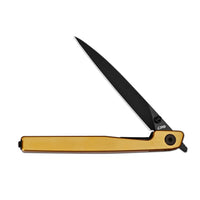 CJRB Lanky Thumb Stud & Front Flipper Liner Lock EDC Knife Titanium Handle Steel Clip(3.58'' CPM S90V Black PVD Coating Blade) J1965G-GL