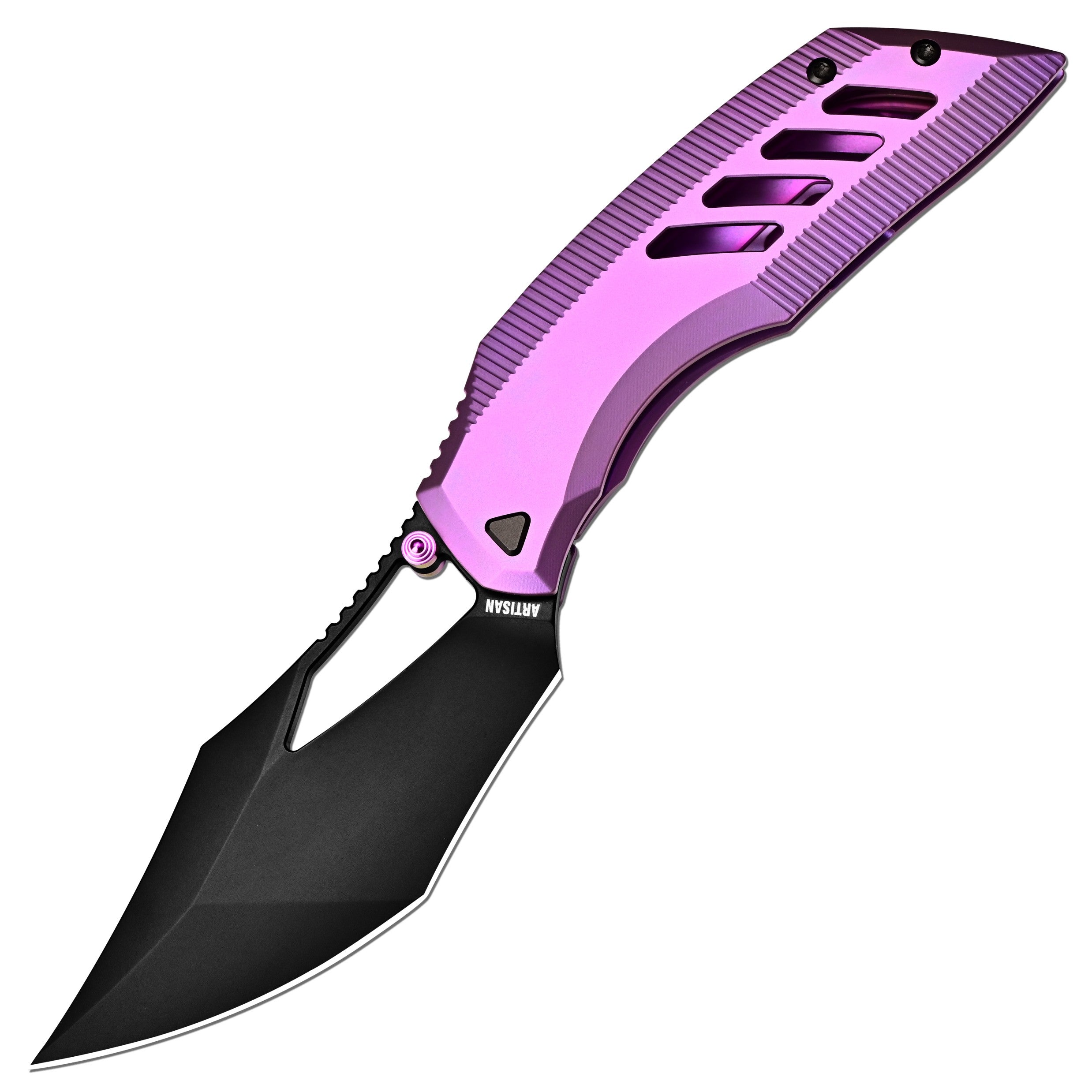 ArtisanCutlery Dark Wing Thumb Hole & Front Flipper Frame Lock EDC Knife Titanium Handle(3.63'' S35VN Black PVD Coating Blade ) 1887G-BPU