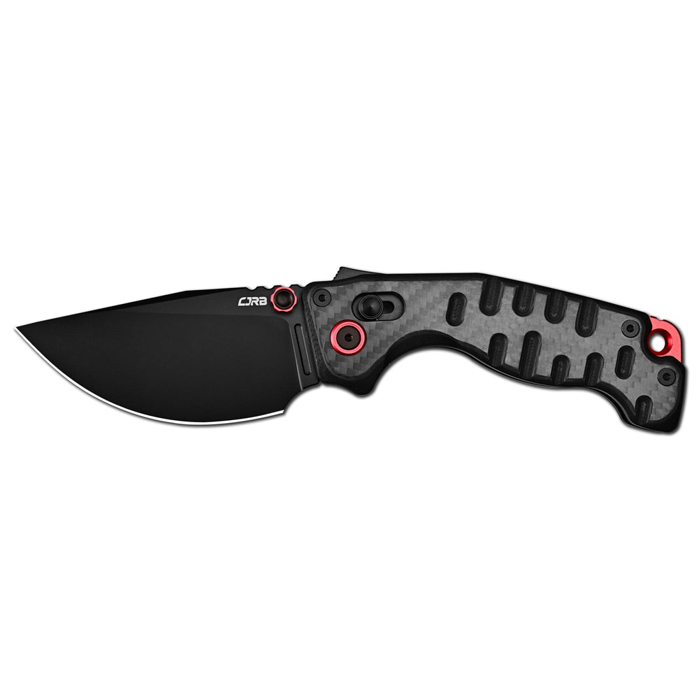 CJRB Doubletap Thumb Stud & Recoil Lock V2 Tatical Knife Carbon Fiber Handle(3.86'' D2 Steel Black PVD Coating Blade) J1970-BCF (Exclusive)