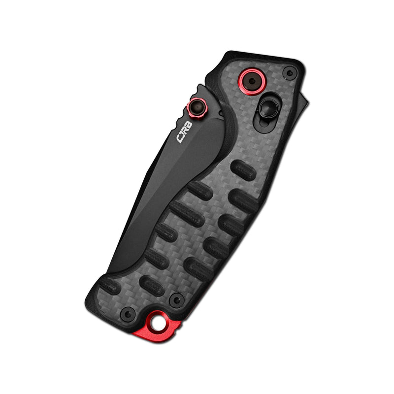 CJRB Doubletap Thumb Stud & Recoil Lock V2 Tatical Knife Carbon Fiber Handle(3.86'' D2 Steel Black PVD Coating Blade) J1970-BCF (Exclusive)