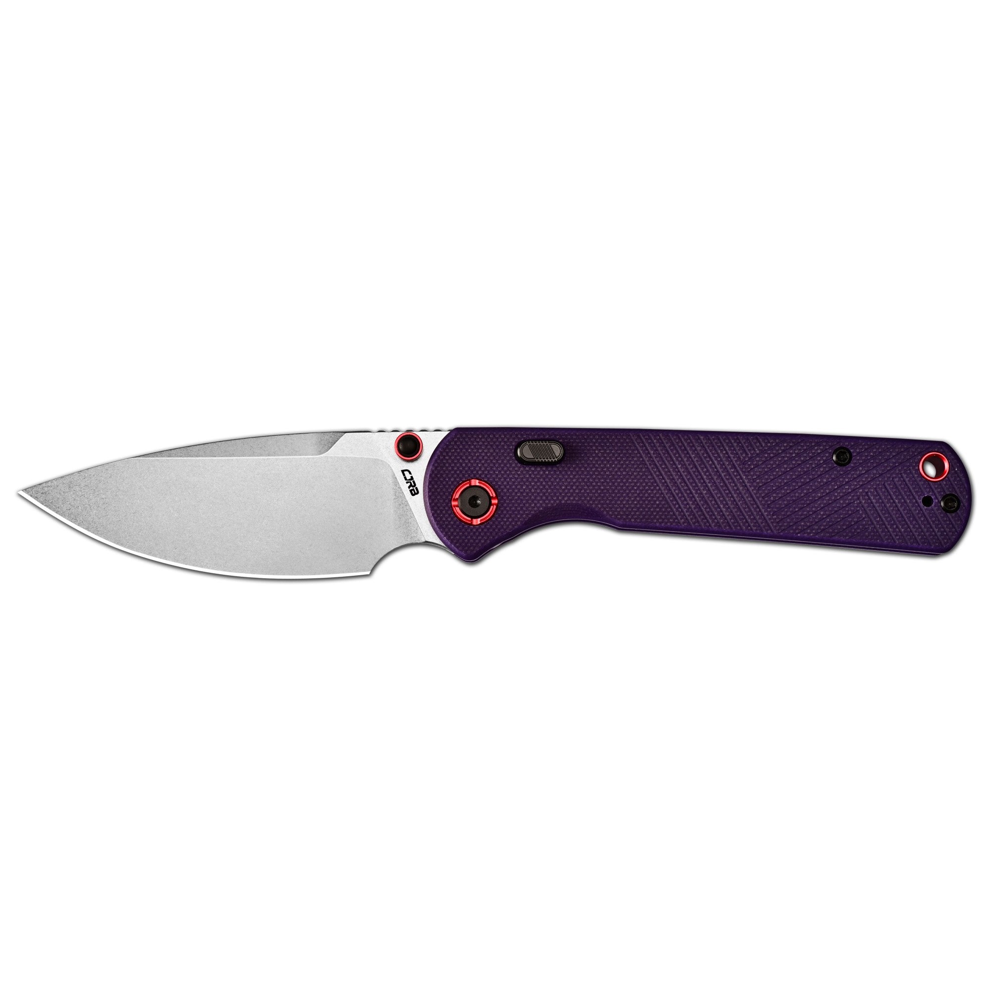 CJRB Latitude Thumb Stud & Top Liner Lock EDC Knife Purple CNC G10 Tex