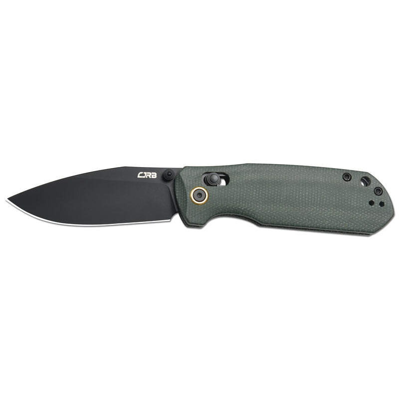 CJRB Maximal Crossbar Lock Knife Green Micarta Handle (2.95'' Black PVD AR-RPM9 Blade) J1954-BMGN