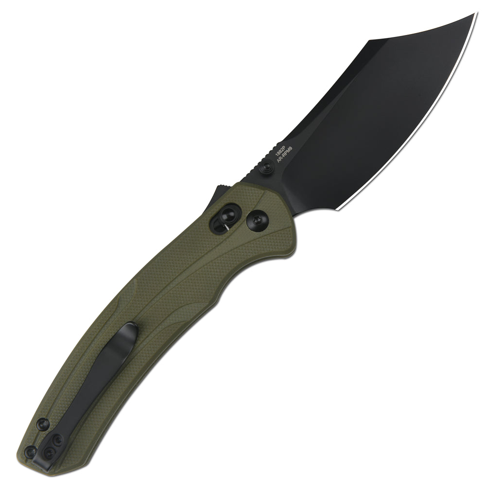 ArtisanCutlery Simoon Recoil Lock V2 Knife Green G10 Handle (3.47'' Black PVD Coating AR-RPM9 Blade) 1882P-BGN