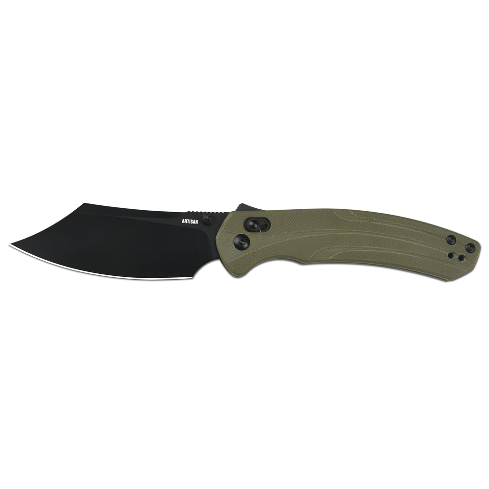 ArtisanCutlery Simoon Recoil Lock V2 Knife Green G10 Handle (3.47'' Black PVD Coating AR-RPM9 Blade) 1882P-BGN